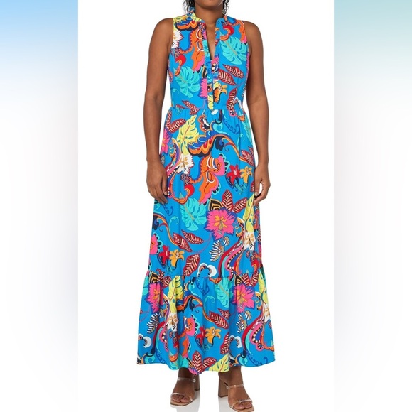 LONDON TIMES | Joelle Maxi Dress Pink Abstract Floral Print | Sz 6 NWT - Picture 5 of 6